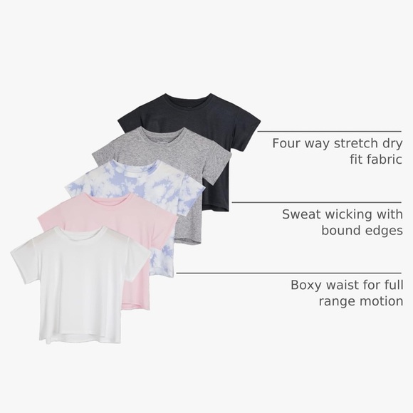 5 pack women’s crop tee shirts size large - Picture 3 of 4